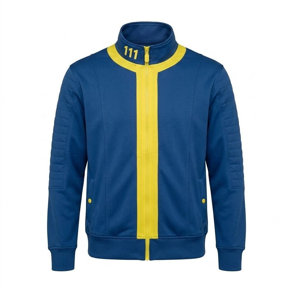 Bethesda Fallout Vault 111 Blue Yellow Full Zip Track Jacket Mens Large - AC